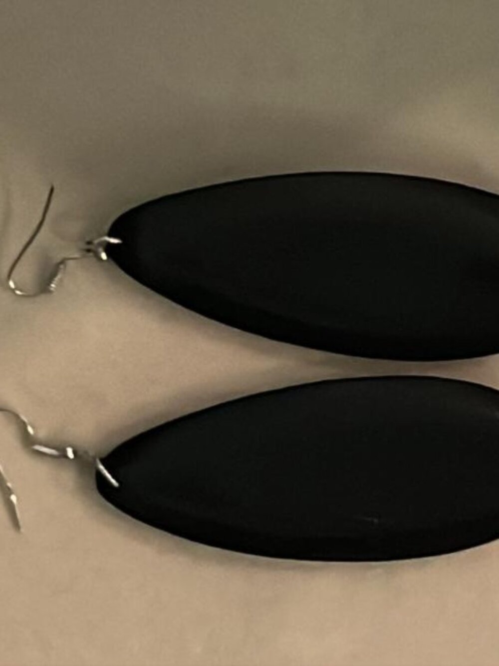 3" Black Oval Wood Earrings